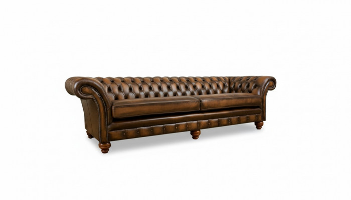 XXL Sofa 4-seater Couch Chesterfield Upholstered Seating Set Leather Textile Brown