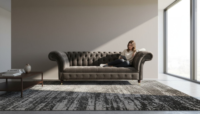 Chesterfield Original Furniture 3-Seater Couch Upholstered Sofas Couches Fabric Sofa New