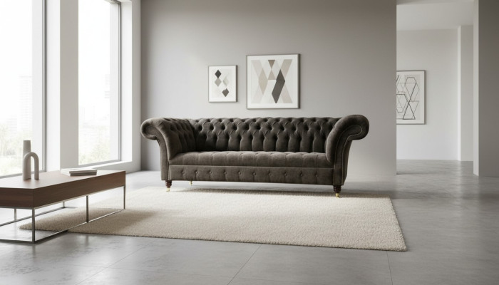 Chesterfield Original Furniture 3-Seater Couch Upholstered Sofas Couches Fabric Sofa New