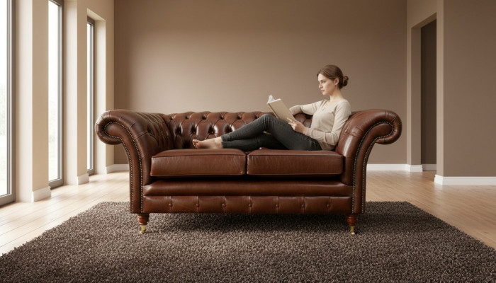 Chesterfield Sofa 2-Seater Upholstered Design Couches Sofas Set Original Brown