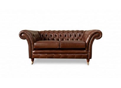 Chesterfield Sofa 2-Seater Upholstered Design Couches Sofas Set Original Brown