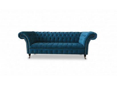 Designer couch seat upholstery 3-seater blue fabric set sofa furniture turquoise new