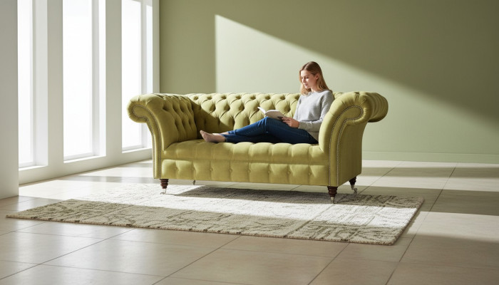 Sofa 2-seater Couch Upholstered Sofas Chesterfield Living Room Design Textile Fabric New