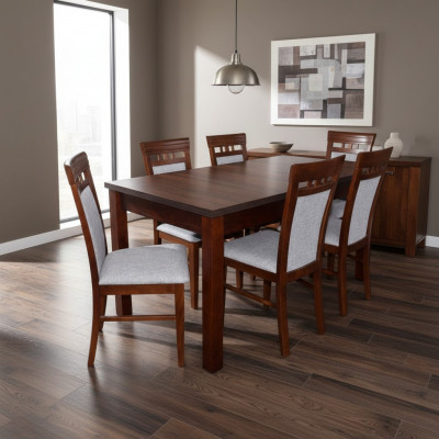 Dining table with 6 chairs dining room set group suite table seating group 7-piece set.