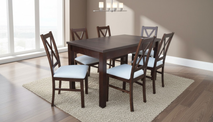 Complete dining room set, table with 6 armchairs, luxury dining set, 7 pieces.