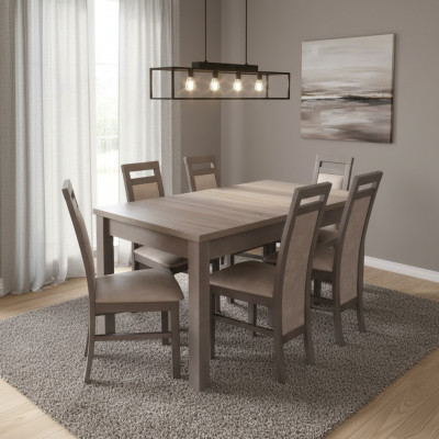 Noble Wooden Table Set 7-piece Living Dining Room 6x Armchair Seat