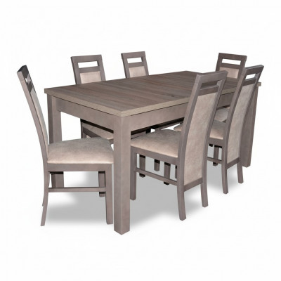 Noble Wooden Table Set 7-piece Living Dining Room 6x Armchair Seat