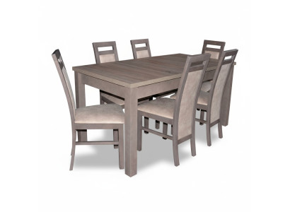 Noble Wooden Table Set 7-piece Living Dining Room 6x Armchair Seat