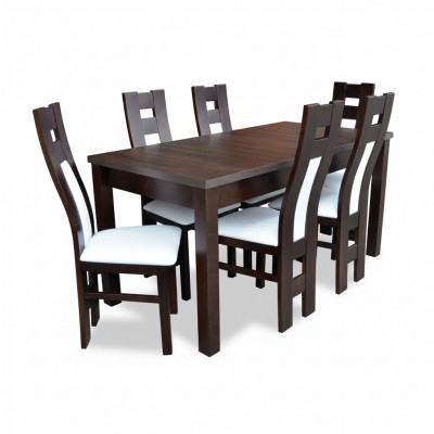 Complete set dining table 6x chairs dining room dining group wood tables 7-piece solid wood