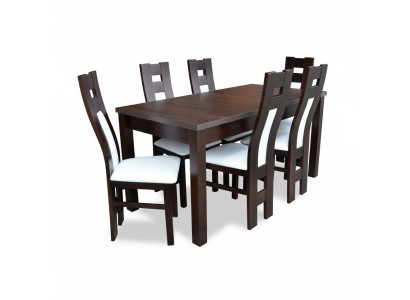 Complete set dining table 6x chairs dining room dining group wood tables 7-piece solid wood