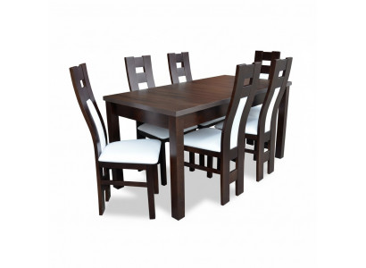 Complete set dining table 6x chairs dining room dining group wood tables 7-piece solid wood