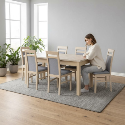 Dining room set dining table with 6 chairs, set includes 7 pieces, complete furniture set.