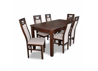 Wood Dining Table 6 Chairs Set Suite Room Group 7 Pieces Tables Armchairs New