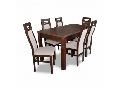 Wood Dining Table 6 Chairs Set Suite Room Group 7 Pieces Tables Armchairs New
