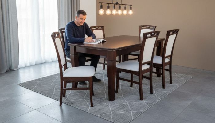 Dining room wooden tables dining set chair group new table 6 design chairs 7-piece set