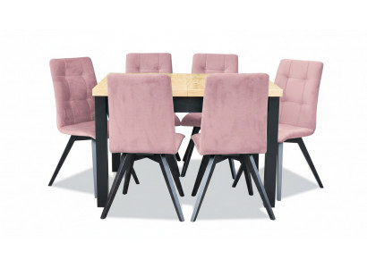 Classic dining table, wood dining room set, 6x chair set, 7-piece set.