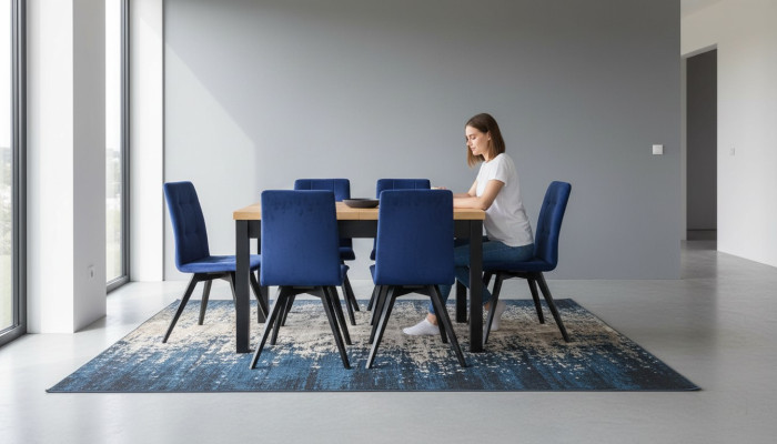 Group Dining Room Upholstered Chair Furniture Set Design 7-Piece Set Table + 6 Chairs