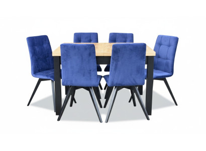 Group Dining Room Upholstered Chair Furniture Set Design 7-Piece Set Table + 6 Chairs