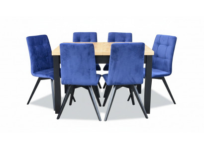 Group Dining Room Upholstered Chair Furniture Set Design 7-Piece Set Table + 6 Chairs