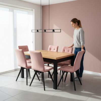 Luxury dining room set design 7-piece: Table + 6 chairs, armchairs, furniture