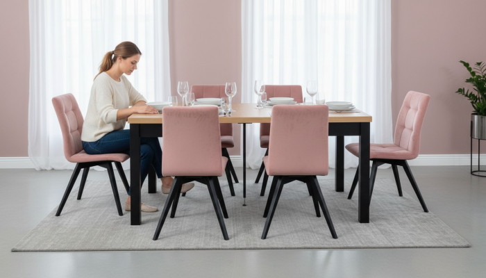 Modern dining room furniture dining table + 6 chairs complete set 7-piece set group