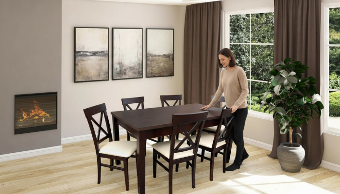 Complete Set Dining Table with 6x Chairs Dining Room Dining Group Stone Set Table 7-piece