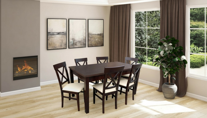Complete Set Dining Table with 6x Chairs Dining Room Dining Group Stone Set Table 7-piece