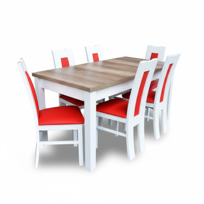 Dining room set suite 7-piece. Red 6x armchair chair table complete group cushion