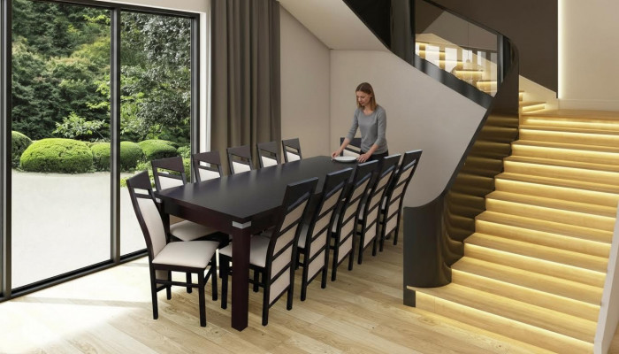 Complete set dining table chair 12x chairs dining room dining set wood tables 13-piece