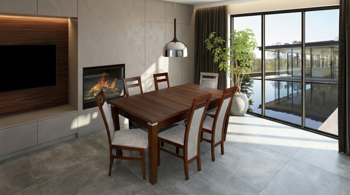 Complete Set Dining Table + 6 Chairs Dining Room Set Wood Dining Group Tables Table 7-piece