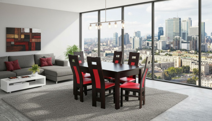 Complete set dining table + 6 chairs dining room set wood tables dining group table 7-piece set