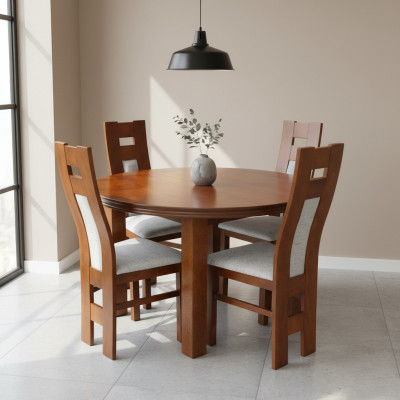 Complete Set Dining Table Dining Room 4x Chairs Set Dining Group Wood Table Tables 5-piece Set
