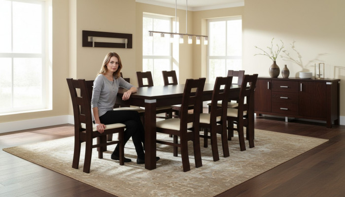 Dining table + 10x chairs group dining room living room ensemble 11-piece set furniture