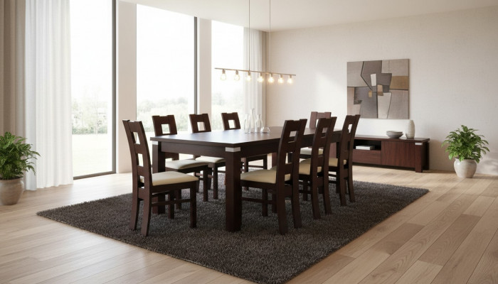 Dining table + 10x chairs group dining room living room ensemble 11-piece set furniture