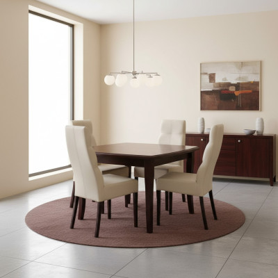 Luxury Dining Room Set 5-piece Brown Wood Furniture 4x Chair Table Style Modern New