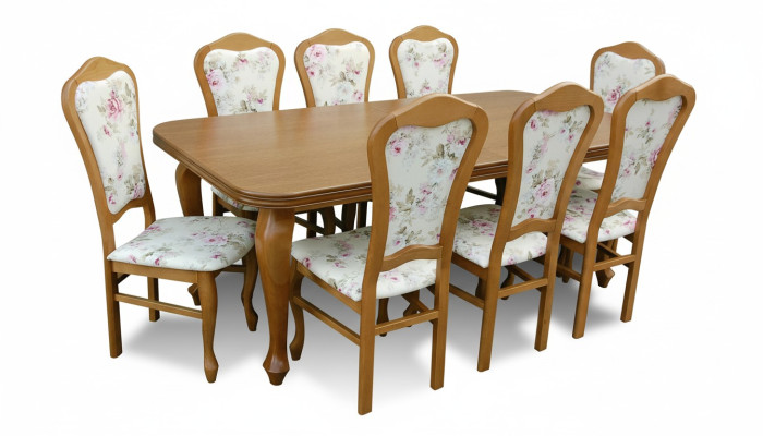 Complete set dining table + 8 chairs dining room set dining group wood table tables 9-piece