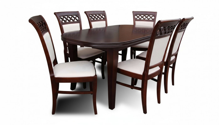 Modern dining room design set ensemble chair table armchair group 7-piece furniture