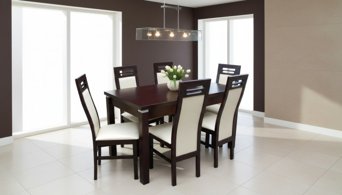 Wood Designer Dining Table + 6 Chairs Set Ensemble Room Group 7 pcs. Tables New