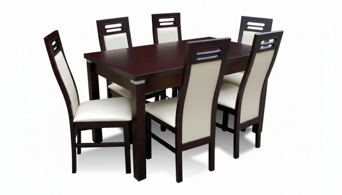 Wood Designer Dining Table + 6 Chairs Set Ensemble Room Group 7 pcs. Tables New