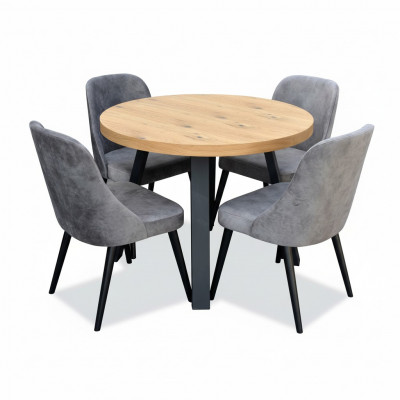 Round dining room + 4 chairs set round table wood tables set of 5 pieces