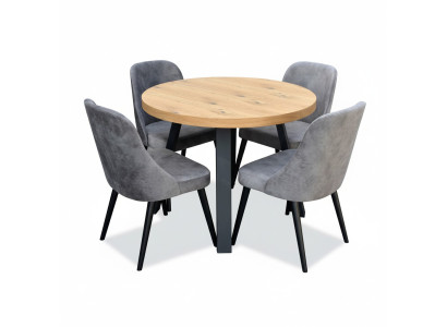 Round dining room + 4 chairs set round table wood tables set of 5 pieces