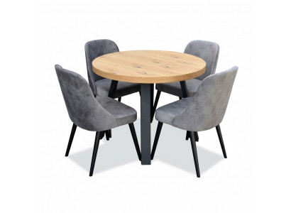 Round dining room + 4 chairs set round table wood tables set of 5 pieces