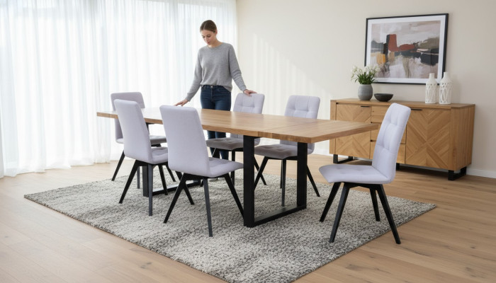 Complete set dining table + 6 chairs set dining room wood tables dining group table 7-piece set