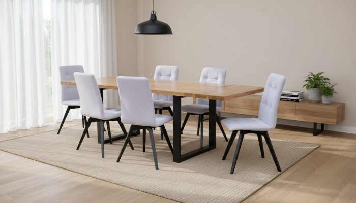 Complete set dining table + 6 chairs set dining room wood tables dining group table 7-piece set