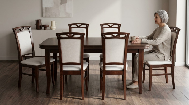 Classic Table Dining Table Dining Room Wood Set 6x Chair Set Chairs Backrest 7pcs