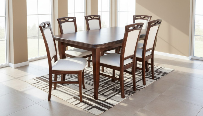 Classic Table Dining Table Dining Room Wood Set 6x Chair Set Chairs Backrest 7pcs