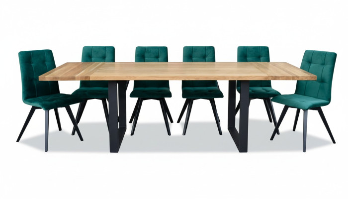 Dining room design furniture chair group table + 6 upholstered chairs 7-piece set suite new