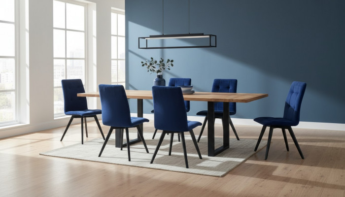 Complete set dining table 6 chairs dining room group wood table tables 7-piece set