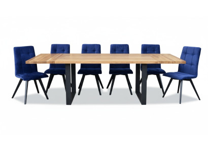 Complete set dining table 6 chairs dining room group wood table tables 7-piece set