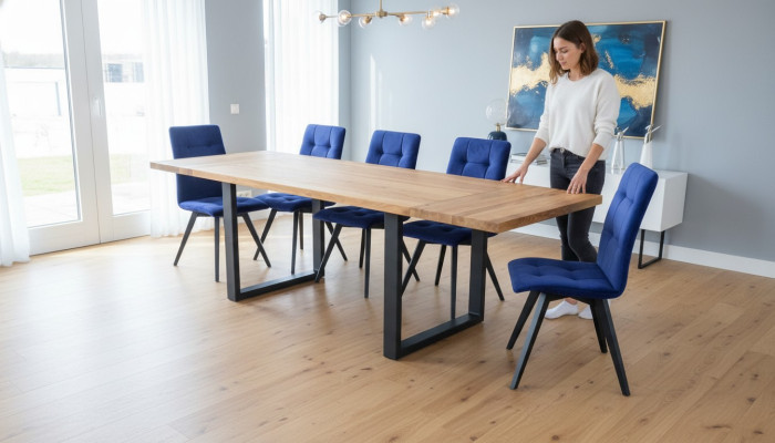 Classic Dining Set Wooden Dining Room Table with 6 Chairs 7-Piece Set